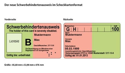 Schwerbehindertenausweis im Scheckkartenformat 